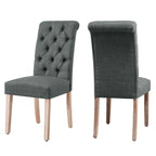Lot de 2 chaises de salle à manger Parsons rembourrées en lin avec capitonnage
