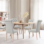 Lot de 2 chaises de salle à manger Parsons rembourrées en lin avec capitonnage
