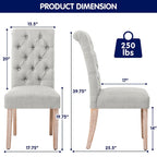 Lot de 2 chaises de salle à manger Parsons rembourrées en lin avec capitonnage