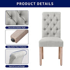 Lot de 2 chaises de salle à manger Parsons rembourrées en lin avec capitonnage