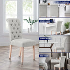 Lot de 2 chaises de salle à manger Parsons rembourrées en lin avec capitonnage