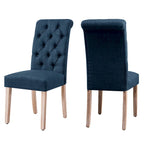 Lot de 2 chaises de salle à manger Parsons rembourrées en lin avec capitonnage