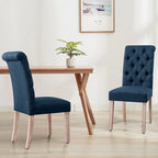 Lot de 2 chaises de salle à manger Parsons rembourrées en lin avec capitonnage