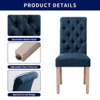 Lot de 2 chaises de salle à manger Parsons rembourrées en lin avec capitonnage