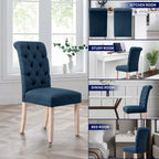 Lot de 2 chaises de salle à manger Parsons rembourrées en lin avec capitonnage