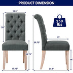 Lot de 2 chaises de salle à manger Parsons rembourrées en lin avec capitonnage