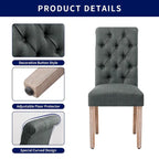 Lot de 2 chaises de salle à manger Parsons rembourrées en lin avec capitonnage