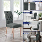Lot de 2 chaises de salle à manger Parsons rembourrées en lin avec capitonnage