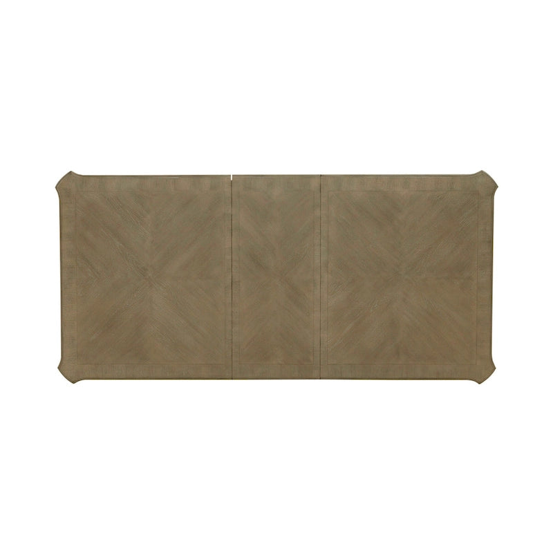 Ensemble de salle à manger rectangulaire 7 pièces en bisque vieillie, style rustique avec chaises