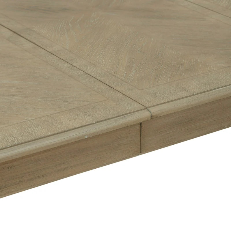 Ensemble de salle à manger rectangulaire 7 pièces en bisque vieillie, style rustique avec chaises