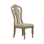 Ensemble de salle à manger rectangulaire 7 pièces en bisque vieillie, style rustique avec chaises