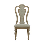 Ensemble de salle à manger rectangulaire 7 pièces en bisque vieillie, style rustique avec chaises
