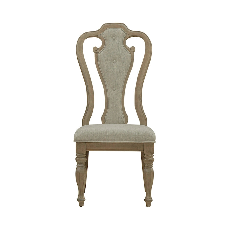 Ensemble de salle à manger rectangulaire 7 pièces en bisque vieillie, style rustique avec chaises