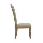 Ensemble de salle à manger rectangulaire 7 pièces en bisque vieillie, style rustique avec chaises