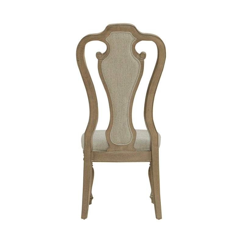 Ensemble de salle à manger rectangulaire 7 pièces en bisque vieillie, style rustique avec chaises