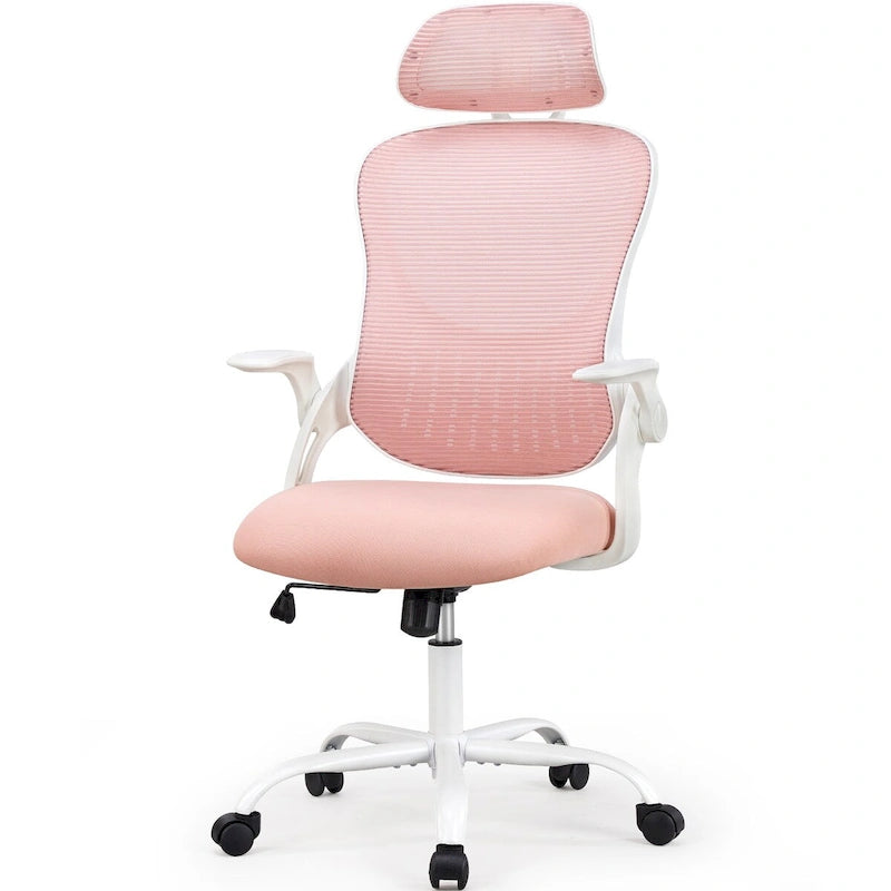 Chaise de bureau, fauteuil pivotant confortable avec dossier haut, roulettes, appuie-tête réglable