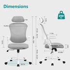 Chaise de bureau, fauteuil pivotant confortable avec dossier haut, roulettes, appuie-tête réglable