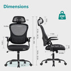 Chaise de bureau, fauteuil pivotant confortable avec dossier haut, roulettes, appuie-tête réglable