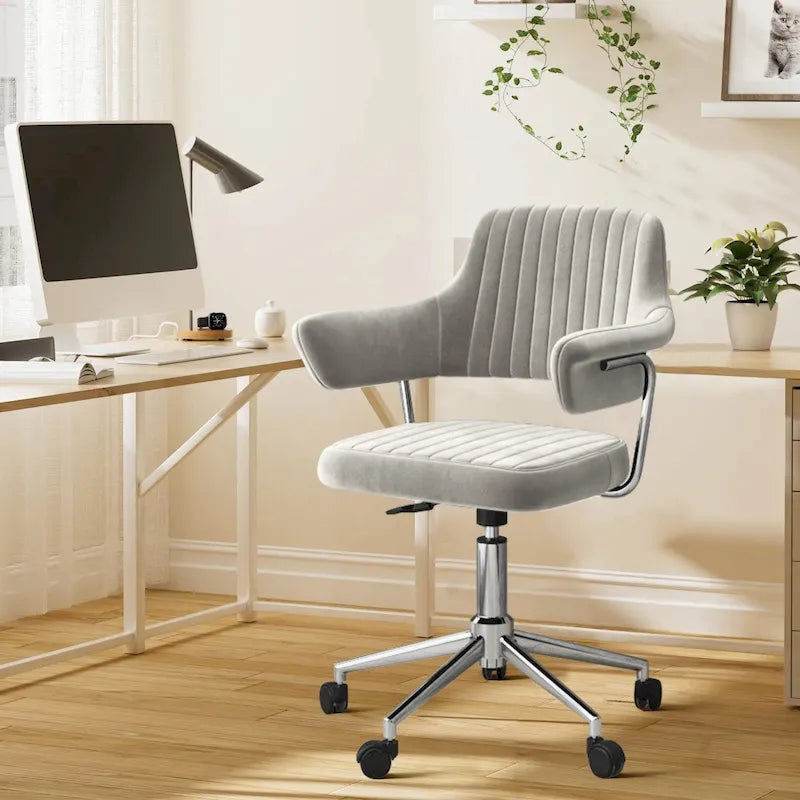 Chaise de bureau en similicuir confortable, chaise de bureau à domicile avec accoudoirs et pivot réglable