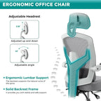 Chaise de bureau à domicile avec repose-pieds, chaises inclinables en maille à dossier haut avec appuie-tête pour la maison, le bureau, le jeu, les étudiants