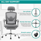 Chaise de bureau à domicile avec repose-pieds, chaises inclinables en maille à dossier haut avec appuie-tête pour la maison, le bureau, le jeu, les étudiants
