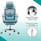 Chaise de bureau à domicile avec repose-pieds, chaises inclinables en maille à dossier haut avec appuie-tête pour la maison, le bureau, le jeu, les étudiants