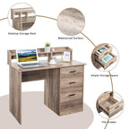 43.31 3 tiroirs bureau d'ordinateur en bois avec armoire de classement