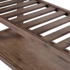 Chariot de cuisine en bois à 2 tiroirs avec plateau en métal et roulettes, gris et marron