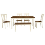 Ensemble de salle à manger classique 6 pièces Table en bois et 4 chaises avec banc