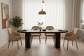 Table à manger ovale double piétement en bois de 94 pouces