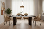 Table à manger ovale double piétement en bois de 94 pouces