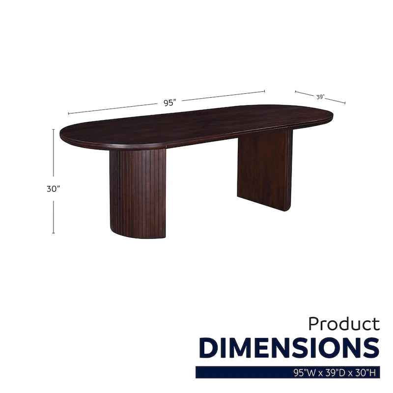 Table à manger ovale double piétement en bois de 94 pouces
