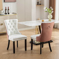 Lot de 2 chaises de salle à manger capitonnées en PU et velours avec garniture cloutée et pieds en bois