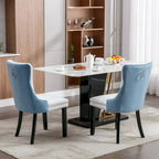 Lot de 2 chaises de salle à manger capitonnées en PU et velours avec garniture cloutée et pieds en bois
