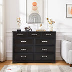Commode de chambre à coucher, commode longue à 9 tiroirs avec poignées antiques, commode en bois pour chambre d'enfant, salon, entrée et couloir