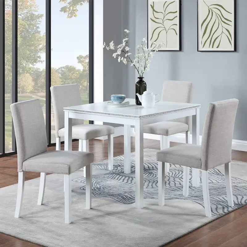 Ensemble de salle à manger carré en bois, Table de cuisine pour petit espace, Table à manger 4 personnes