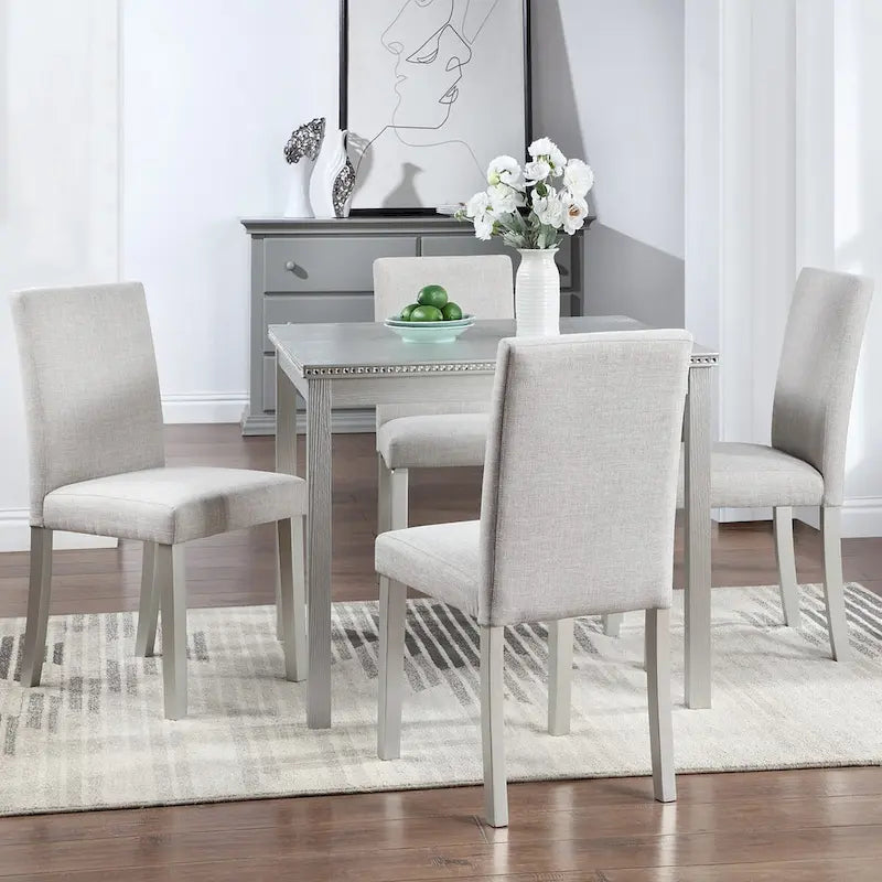 Ensemble de salle à manger carré en bois, Table de cuisine pour petit espace, Table à manger 4 personnes