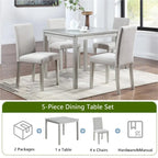 Ensemble de salle à manger carré en bois, Table de cuisine pour petit espace, Table à manger 4 personnes