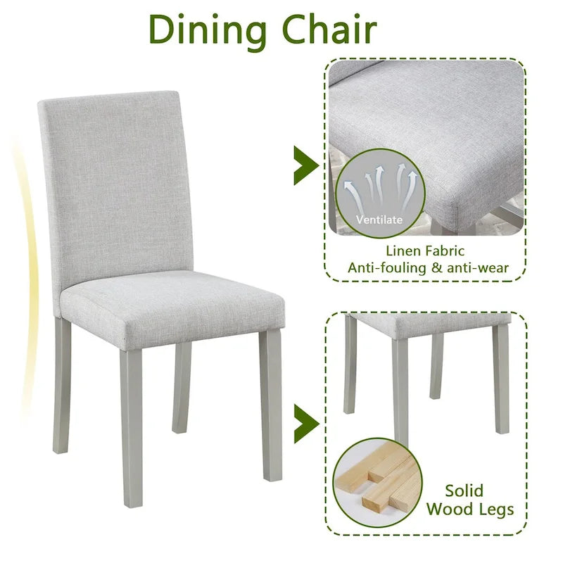 Ensemble de salle à manger carré en bois, Table de cuisine pour petit espace, Table à manger 4 personnes