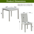 Ensemble de salle à manger carré en bois, Table de cuisine pour petit espace, Table à manger 4 personnes