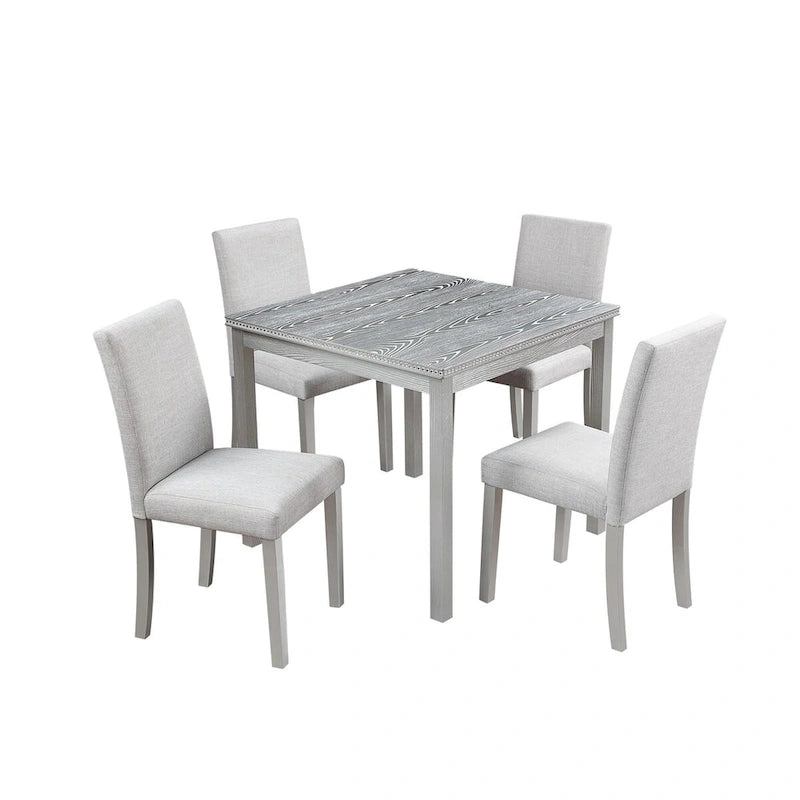 Ensemble de salle à manger carré en bois, Table de cuisine pour petit espace, Table à manger 4 personnes