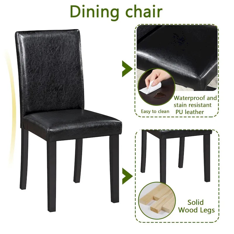 Ensemble de salle à manger carré en bois, Table de cuisine pour petit espace, Table à manger 4 personnes