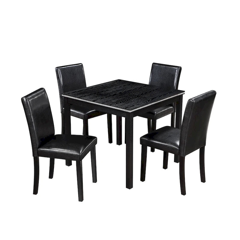 Ensemble de salle à manger carré en bois, Table de cuisine pour petit espace, Table à manger 4 personnes