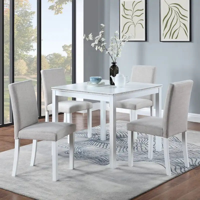 Ensemble de salle à manger carré en bois, Table de cuisine pour petit espace, Table à manger 4 personnes