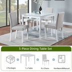 Ensemble de salle à manger carré en bois, Table de cuisine pour petit espace, Table à manger 4 personnes