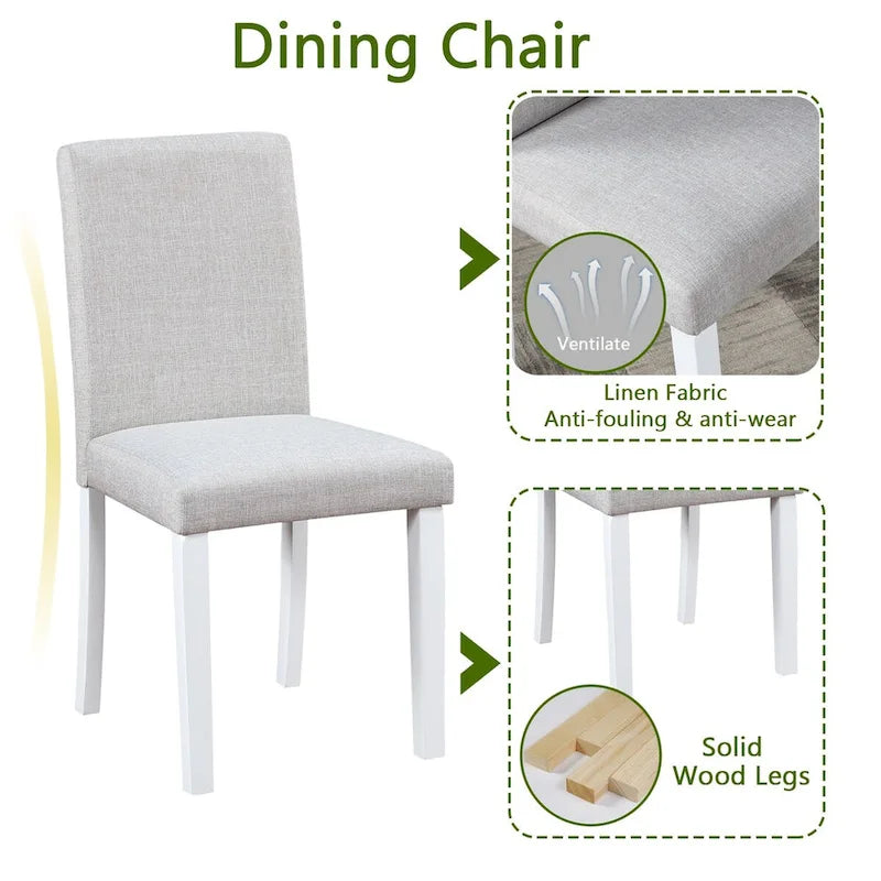 Ensemble de salle à manger carré en bois, Table de cuisine pour petit espace, Table à manger 4 personnes