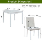 Ensemble de salle à manger carré en bois, Table de cuisine pour petit espace, Table à manger 4 personnes