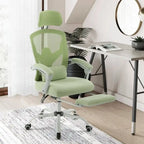 Chaise de bureau à domicile avec repose-pieds, chaises inclinables pivotantes à dossier haut en maille, appui-tête confortable, soutien lombaire