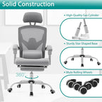 Chaise de bureau à domicile avec repose-pieds, chaises inclinables pivotantes à dossier haut en maille, appui-tête confortable, soutien lombaire