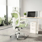 Chaise de bureau à domicile avec repose-pieds, chaises inclinables pivotantes à dossier haut en maille, appui-tête confortable, soutien lombaire